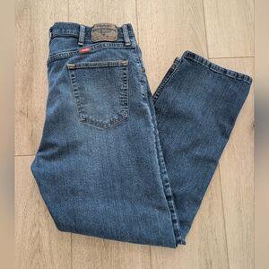 Men's Wrangler Blue Denim Jeans Regular Fit Flex